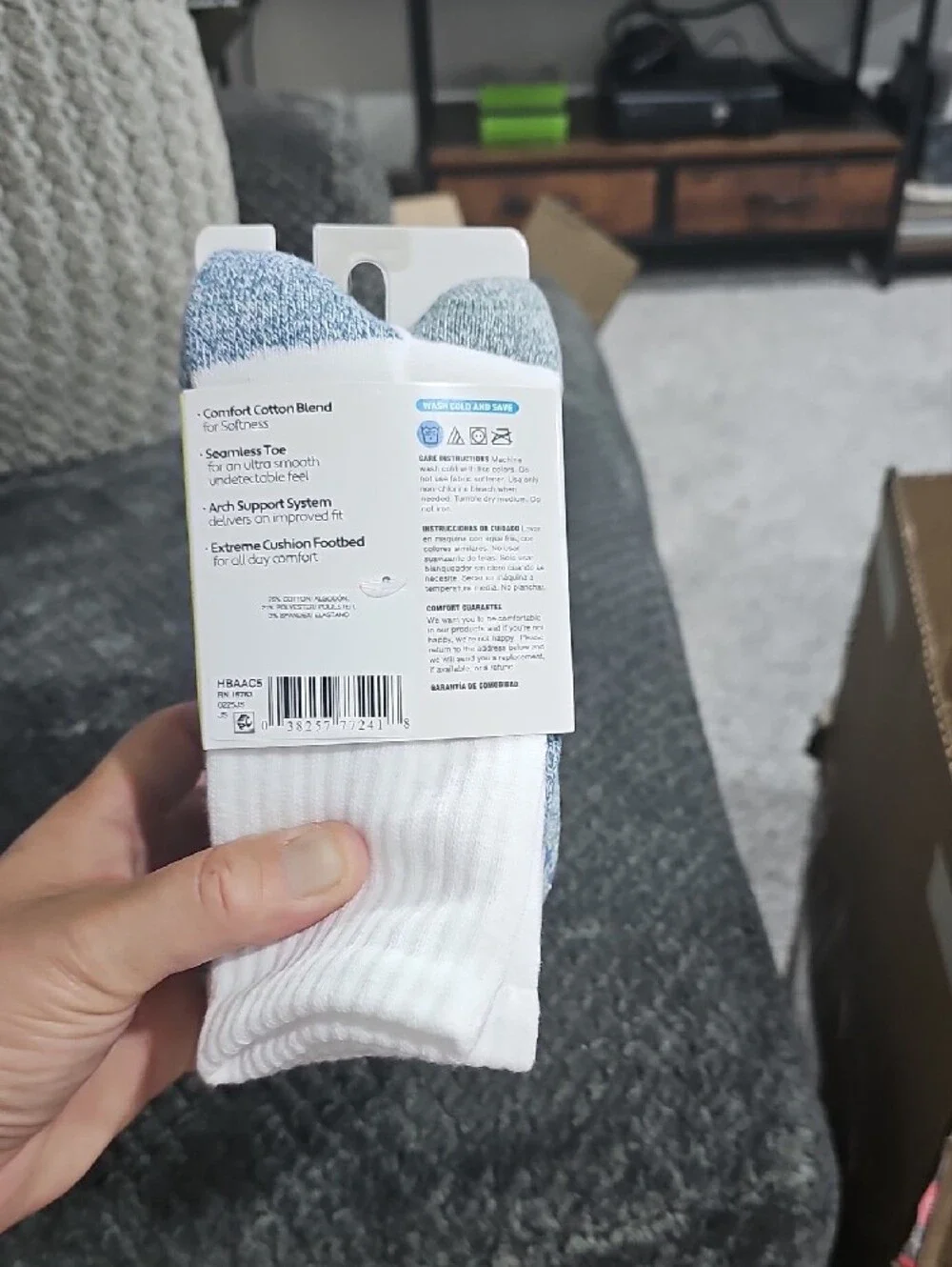 Hanes Absolute Active Boys' Crew Socks - Blue & White